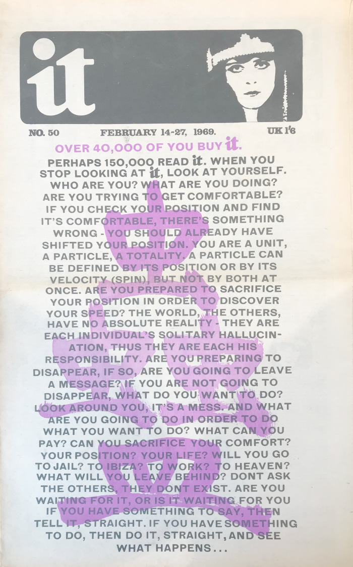 Cover of International Times, 1969